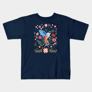 Hummingbird Kids T-Shirt - Folk Art Hummingbird by LittleBunnySunshine